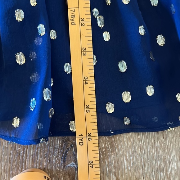 Lilly Pulitzer Sarita Silk Dress Navy Gold Metallic Silk Clip Size 10 - Picture 12 of 14